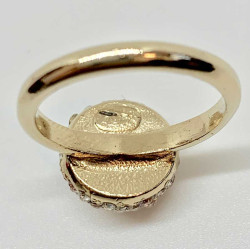 Bague strass CHANEL T52 couleur or pâle