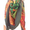 Shawl 'Early America' HERMES cashmere and silk red, green