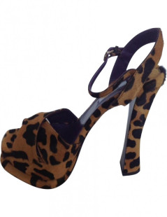 Sandales hautes PRADA T39.5 motifs leopard