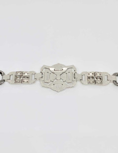 CHANEL belt  with a rhinestone and silver finish metal buckle, size 70