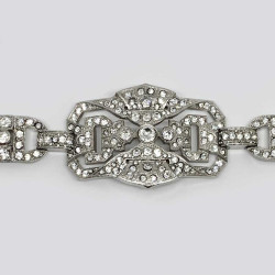 CHANEL belt  with a rhinestone and silver finish metal buckle, size 70