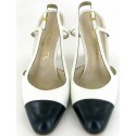 CHANEL shoes leather white and Navy blue T 38.5