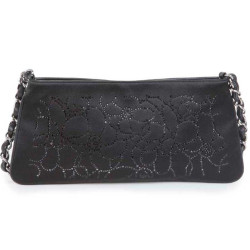 CHANEL evening clutch in black Duchess satin silk