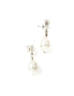  CHANEL CC earring studs in rhinestone and pearl