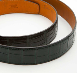 Ceinture HERMES Homme t 90 crocodile porosus vert