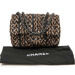 CHANEL Mini Evening Flap Bag in Black Leather Embroidered with Sequins