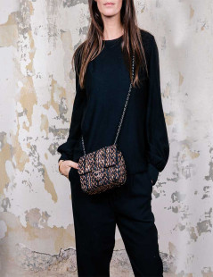 CHANEL Mini Evening Flap Bag in Black Leather Embroidered with Sequins