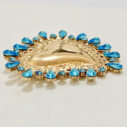 Broche CHRISTIAN LACROIX coeur doré strass bleu