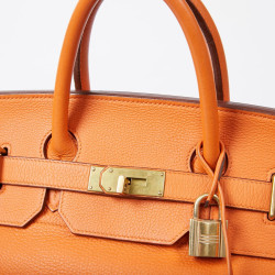 HERMES Haut à courroies bag orange Togo leather 