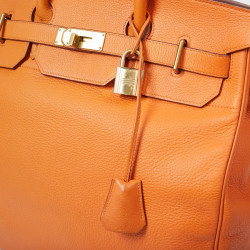 HERMES Haut à courroies bag orange Togo leather 