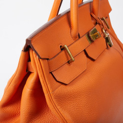 HERMES Haut à courroies bag orange Togo leather 