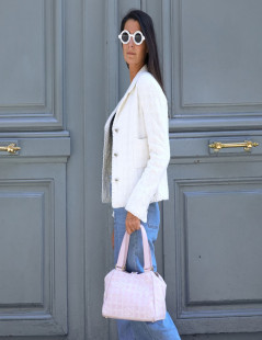 Sac Chanel en toile monogram rose