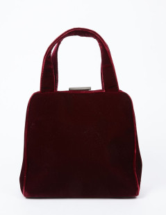 Sac PRADA velours rouge Cardinal