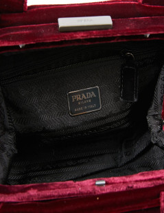 Sac PRADA velours rouge Cardinal