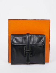 Pochette Jige cuir box noir Vintage