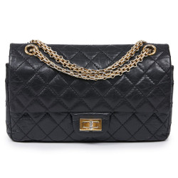 2.55 CHANEL MM cuir froisé noir