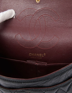 2.55 CHANEL MM cuir froisé noir