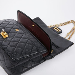 2.55 CHANEL MM cuir froisé noir