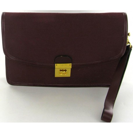 Pochette CELINE vintage en toile bordeaux