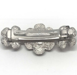 Barrette CHANEL camélias argent strié