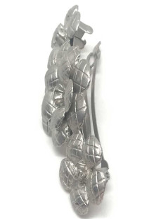 Barrette CHANEL camélias argent strié