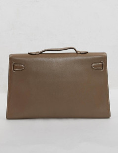 HERMES Kelly cut Etoupe leather 