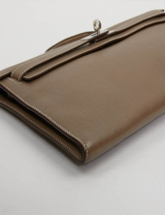 HERMES Kelly cut Etoupe leather 