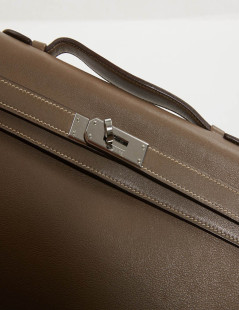 HERMES Kelly cut Etoupe leather 