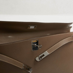 HERMES Kelly cut Etoupe leather 