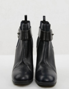 Boots T 37.5 CHANEL cuir d'agneau bleu et noir