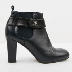 Boots T 37.5 CHANEL cuir d'agneau bleu et noir