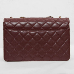 Sac CHANEL cuir matelassé bordeaux foncé