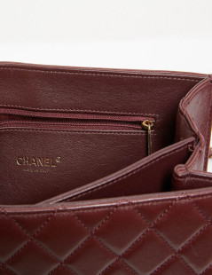 Sac CHANEL cuir matelassé bordeaux foncé