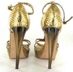 Escarpins ALEXANDER MCQUEEN en python doré