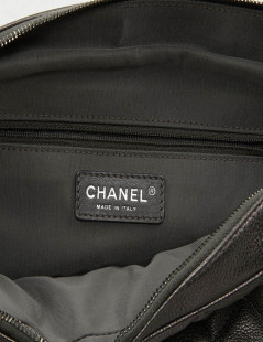 Sac CHANEL cuir grainé argent acier