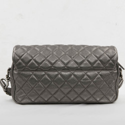 Sac CHANEL cuir grainé argent acier