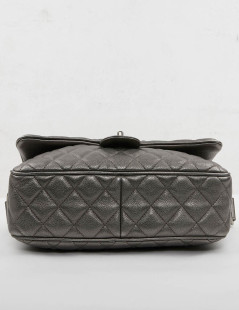 Sac CHANEL cuir grainé argent acier