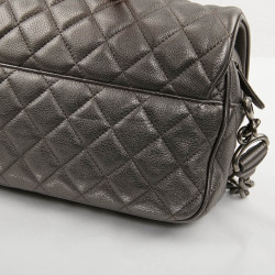 Sac CHANEL cuir grainé argent acier