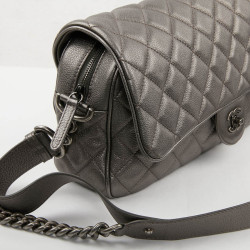 Sac CHANEL cuir grainé argent acier