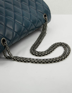 Sac 2.55 CHANEL cuir d'agneau lisse bleu