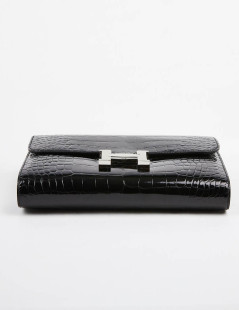 Pochette HERMES crocodile noir