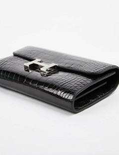 Pochette HERMES crocodile noir