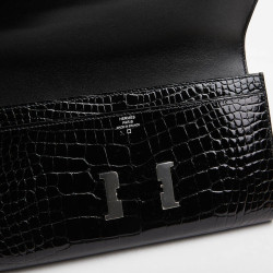 Pochette HERMES crocodile noir