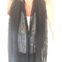 Black silk embroidered CC and 5 CHANEL scarf