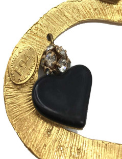 Coeur pendentif LACROIX vintage doré et charms