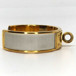 Bracelet Kelly HERMES blanc vintage métal et cuir