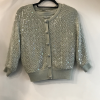 Ensemble CHRISTIAN DIOR jupe et gilet laine et sequins vert