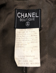 Veste longue Chanel T40 cachemire vert