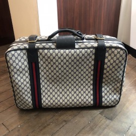 Valise GUCCI toile enduite monogramme et cuir bleu