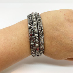 CHANEL silver, ruby and pearly beads 3 bracelet set